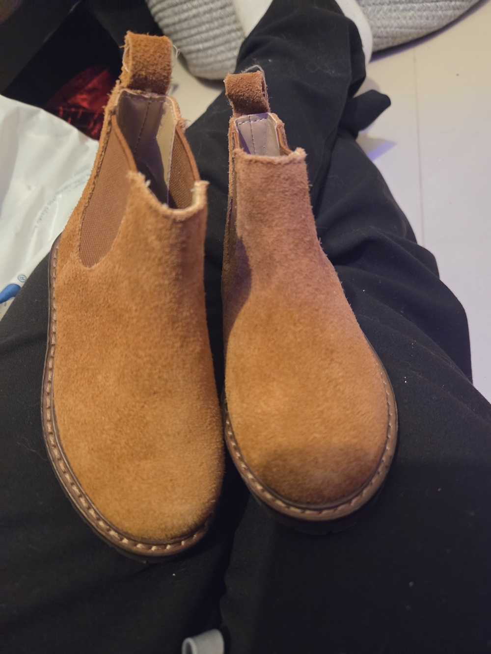 Janie and Jack Tan Suede Chelsea Boots for Kids